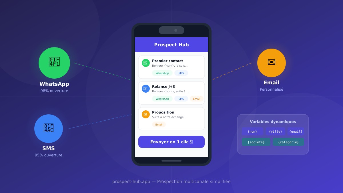 Send WhatsApp, SMS, and Email Messages to Your Prospects in 1 Click